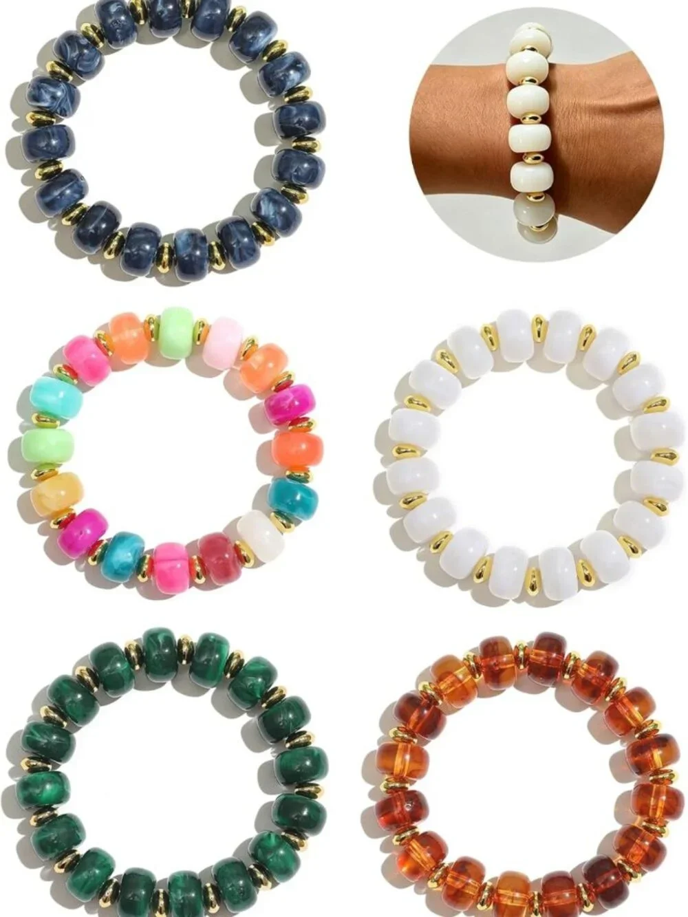 Colorful Chunky Beaded Bracelet for Women | Elastic Stretch Boho Jewelry for